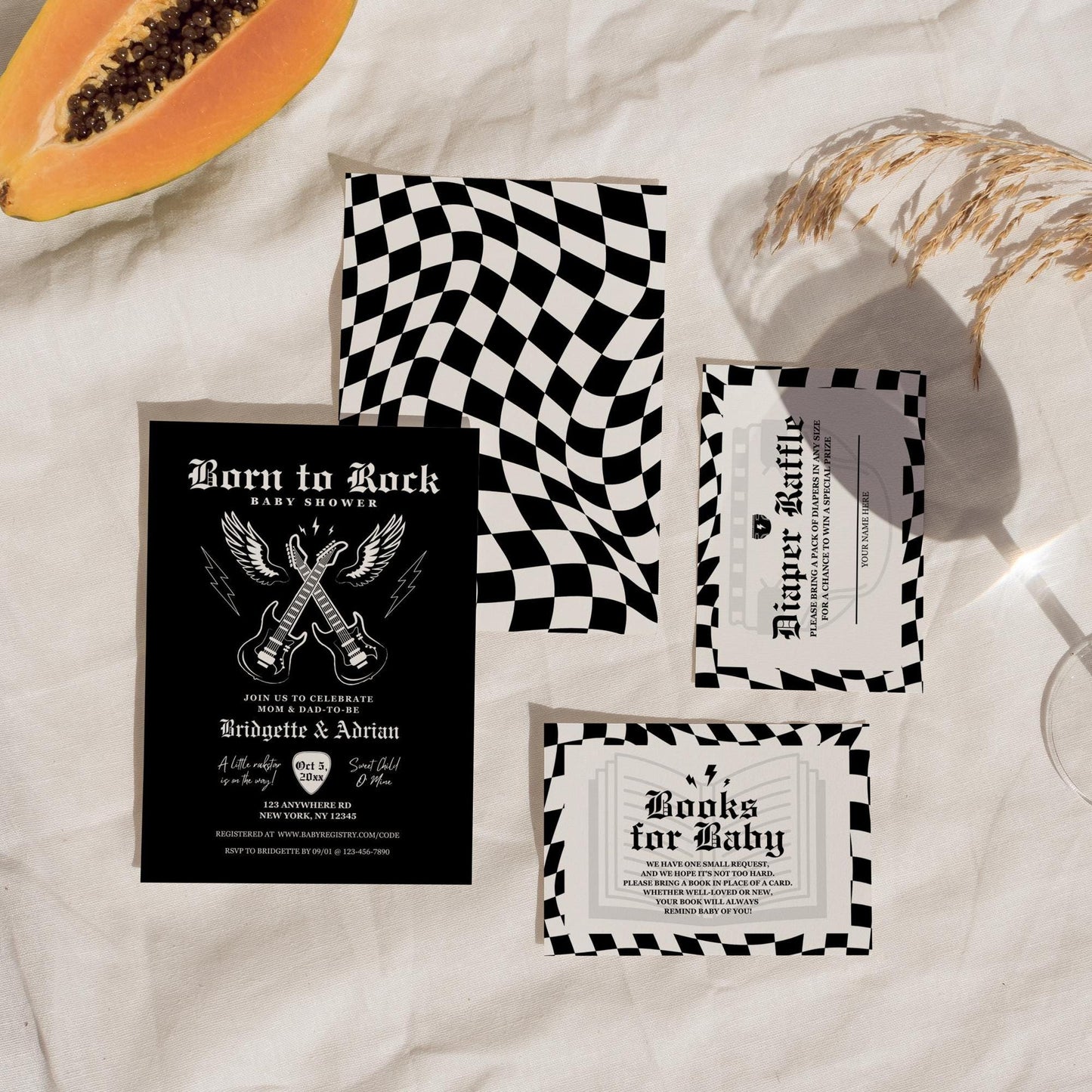 Rock Baby Shower Invitation Alternative Baby Shower Rockstar Baby Shower Diaper Raffle & Books for Baby Rock N Roll Baby Shower Template
