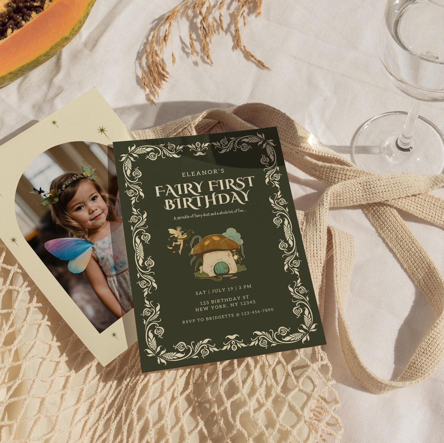 Fairy First Birthday Invitation Fairy Garden Invitation Woodland Fairy Invitation Mushroom Garden Invitation Fairy Invitation First Birthday