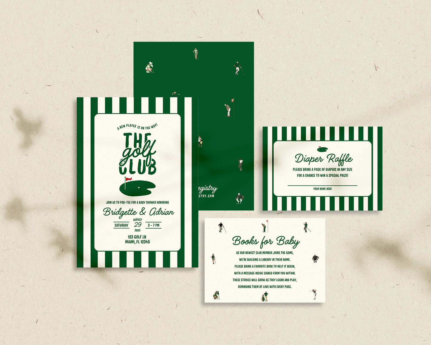 Vintage Golf Baby Shower Set Template Editable Golf Baby Shower Invitation Template Old Money Country Club Baby Shower
