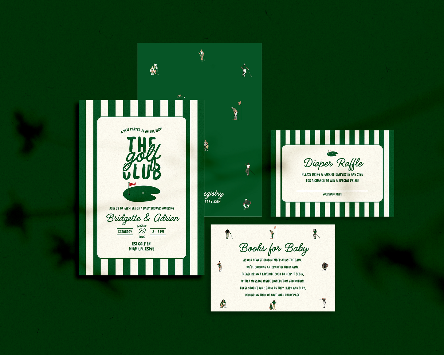 Vintage Golf Baby Shower Set Template Editable Golf Baby Shower Invitation Template Old Money Country Club Baby Shower