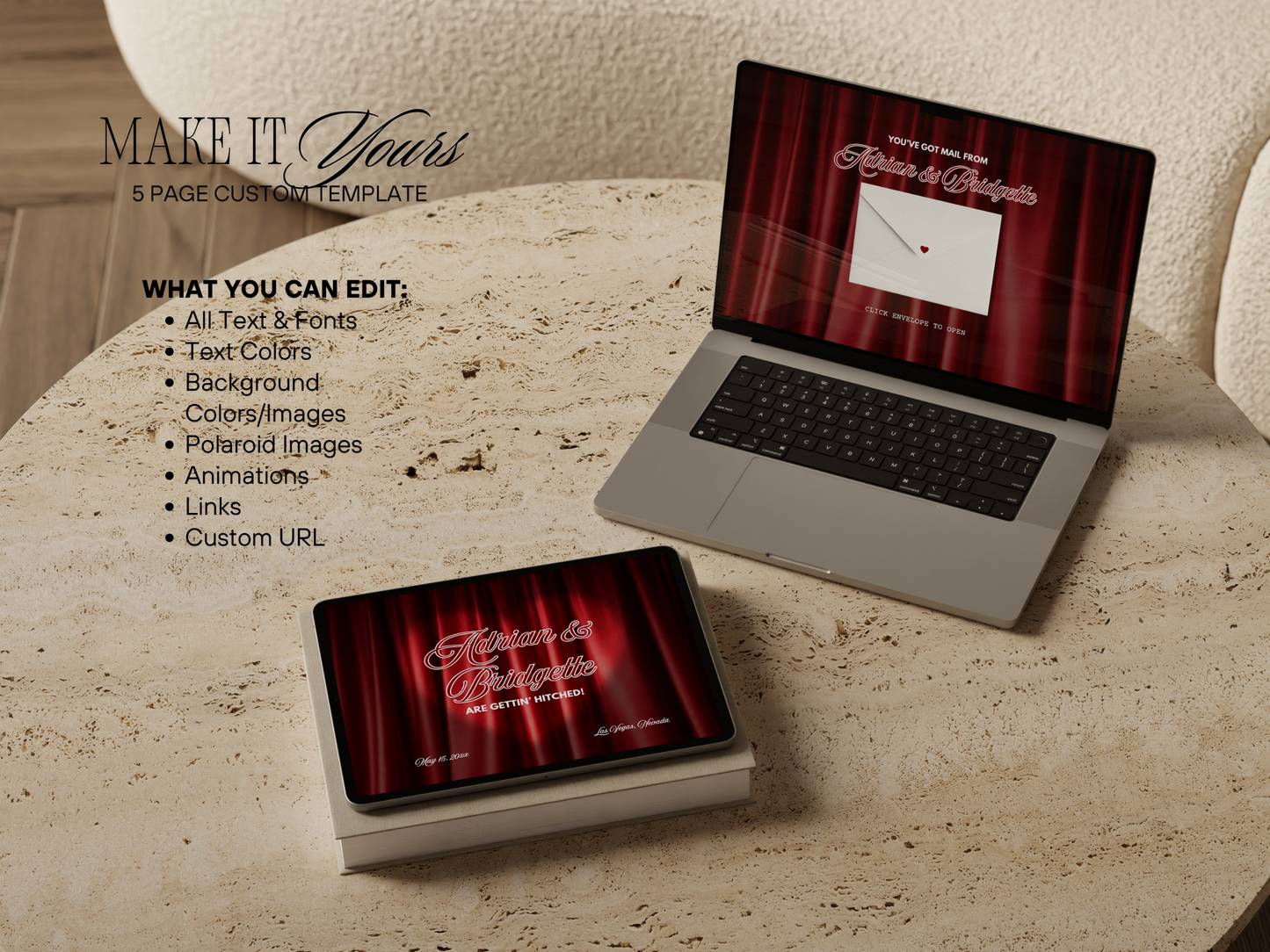 Old Money Wedding Website Template Digital Wedding Invitation RSVP Google Form Retro Vegas Wedding Canva Website Template Lucky in Love