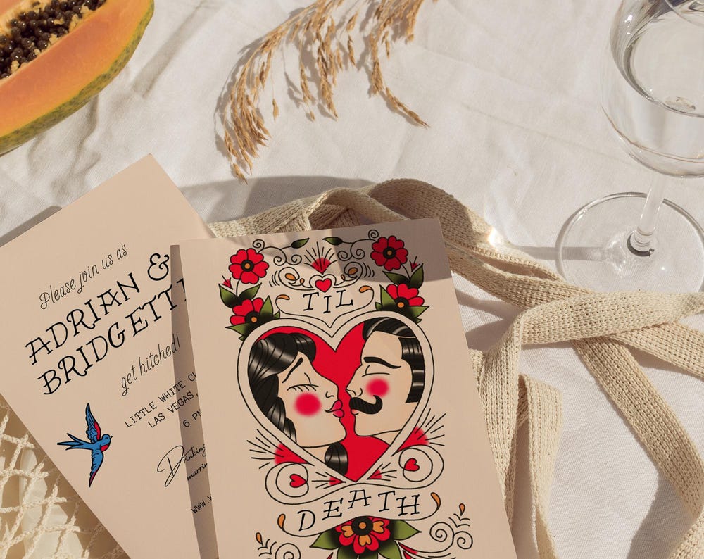 Wedding Invitation Traditional Tattoo