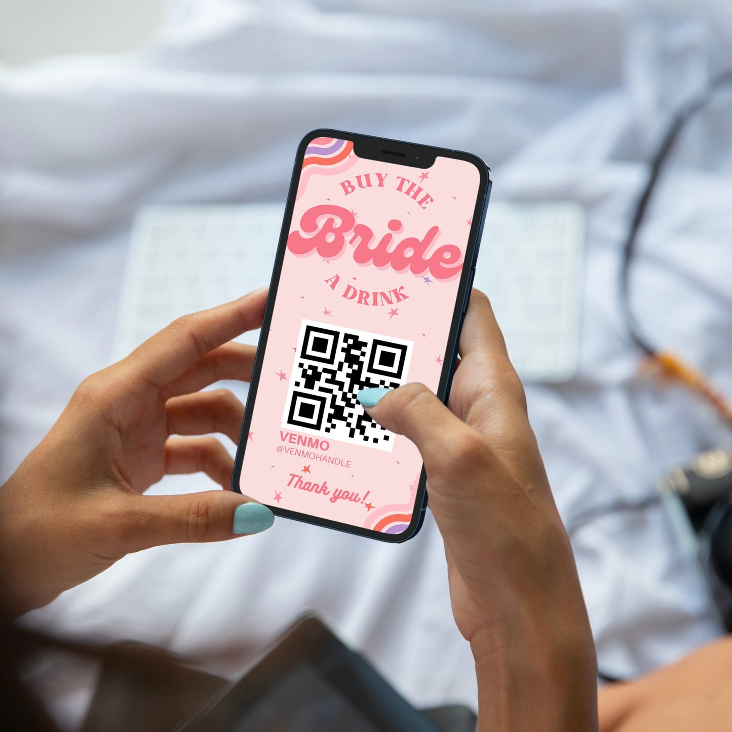 Buy the Bride a Drink Story Template Bachelorette Venmo Story Cash App Story QR Code Custom Party QR Code Retro Bachelorette Party Gift
