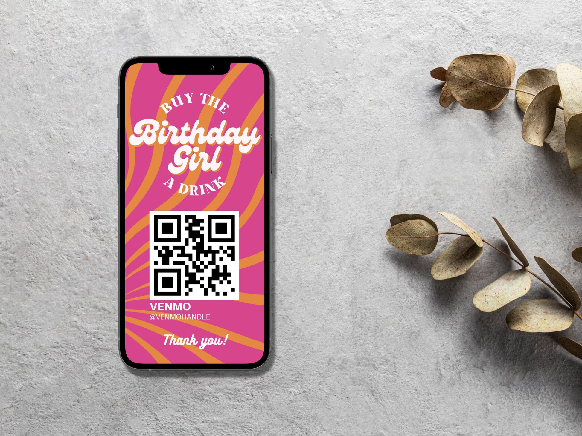 Buy the Birthday Girl a Drink Story Template Birthday Venmo Story Cash App Story QR Code Custom Party QR Code Retro Birthday Party Drink