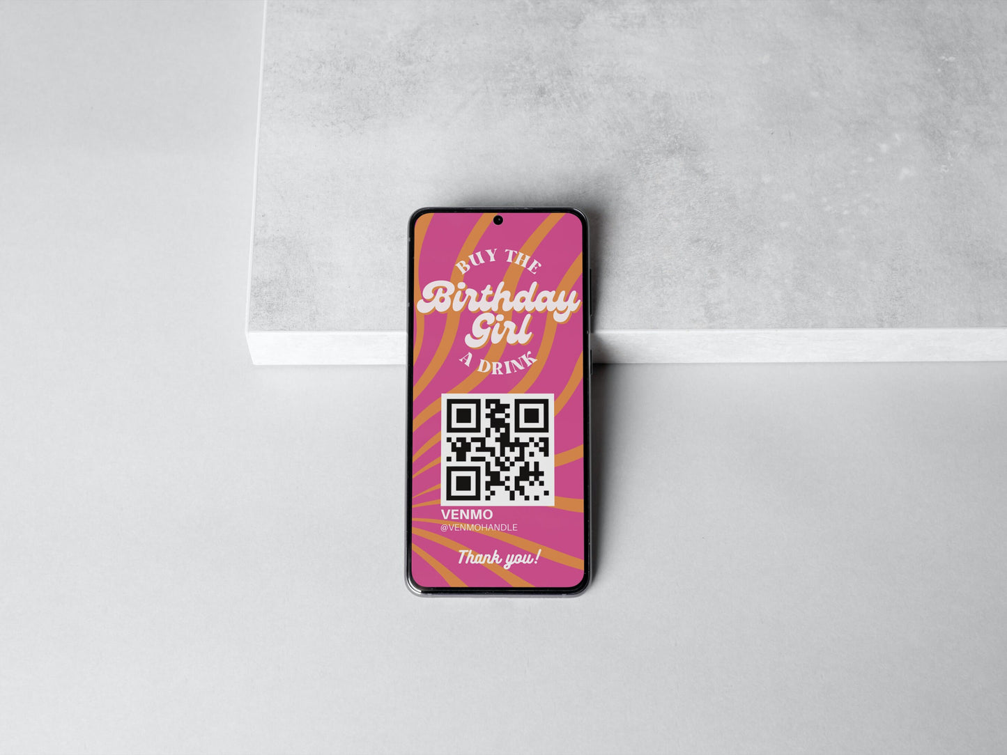 Buy the Birthday Girl a Drink Story Template Birthday Venmo Story Cash App Story QR Code Custom Party QR Code Retro Birthday Party Drink