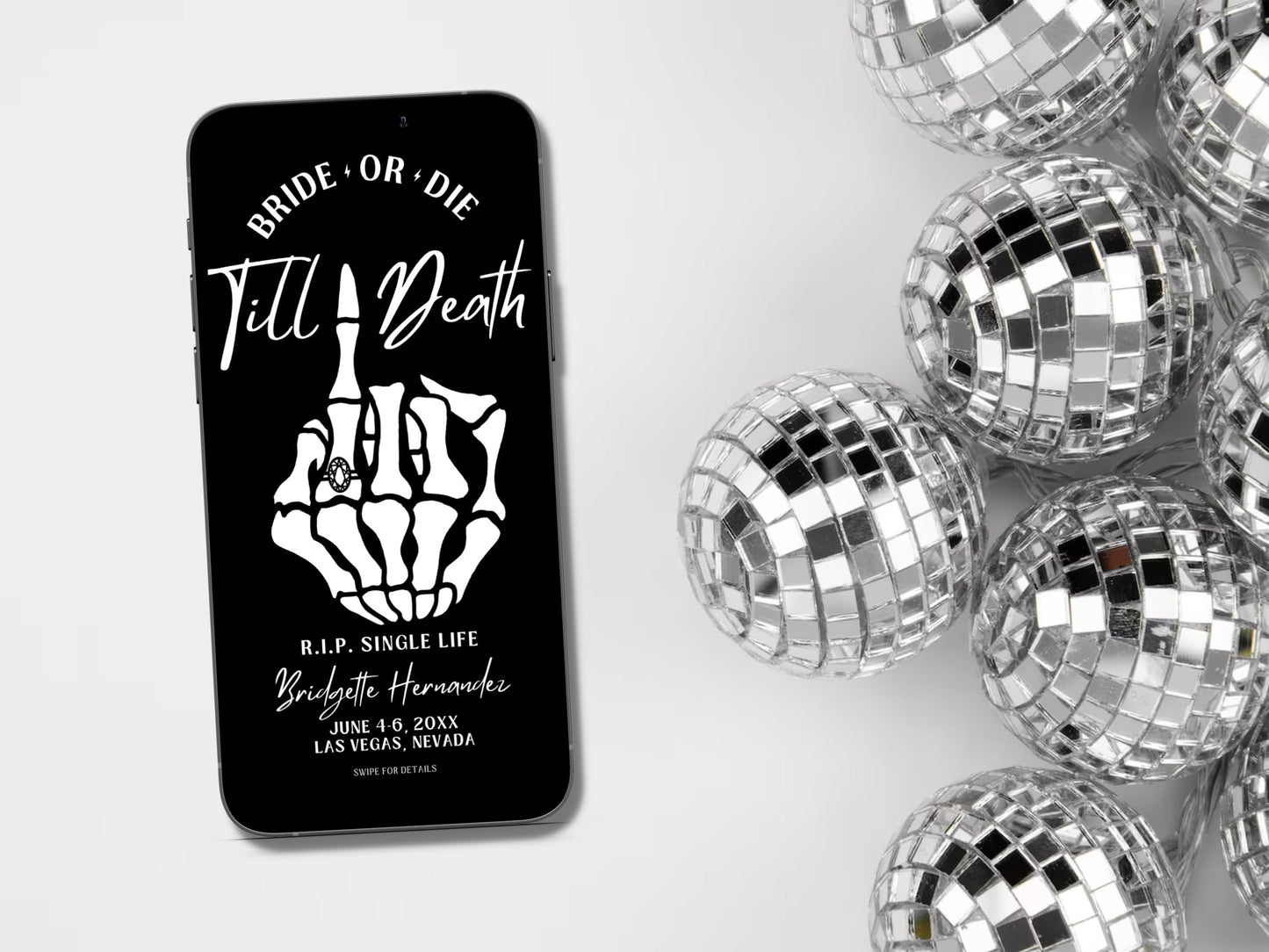 Bride or Die Bachelorette Itinerary Template Punk Gothic Bachelorette Invitation Itinerary Mobile Invitation Editable Template Til Death