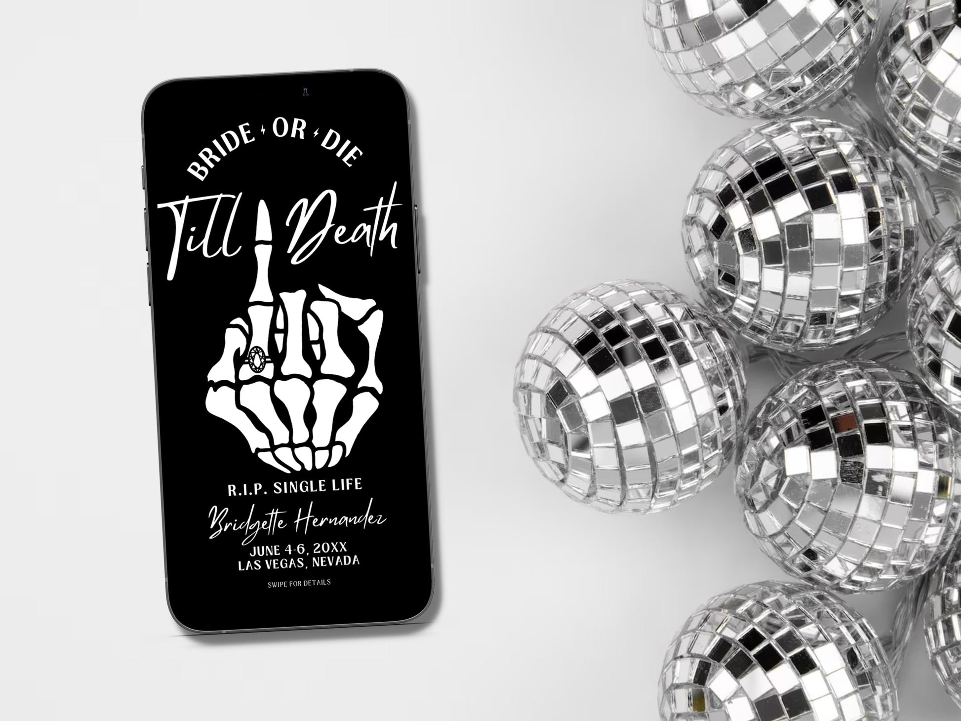 Bride or Die Bachelorette Itinerary Template Punk Gothic Bachelorette Invitation Itinerary Mobile Invitation Editable Template Til Death