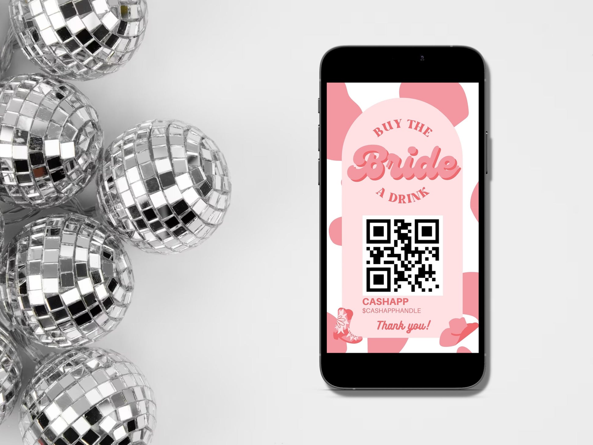 Buy the Bride a Drink Story Template Bachelorette Venmo Story Cash App QR Code Custom Cowgirl Drink Ticket Nash Bash Bachelorette Party