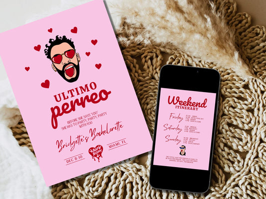 Ultimo Perreo Bachelorette Invite Bad Bunny Bachelorette Invitation Bachelorette Weekend Itinerary Despedida de Soltera Invitación