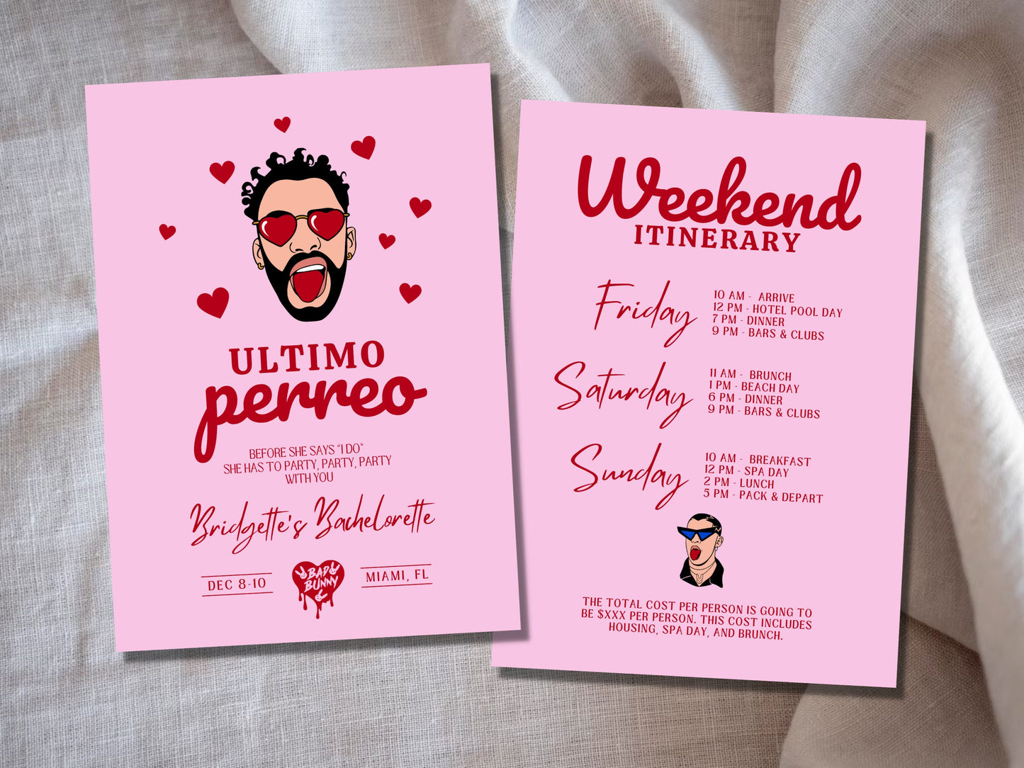 Ultimo Perreo Bachelorette Invite Bad Bunny Bachelorette Invitation Bachelorette Weekend Itinerary Despedida de Soltera Invitación