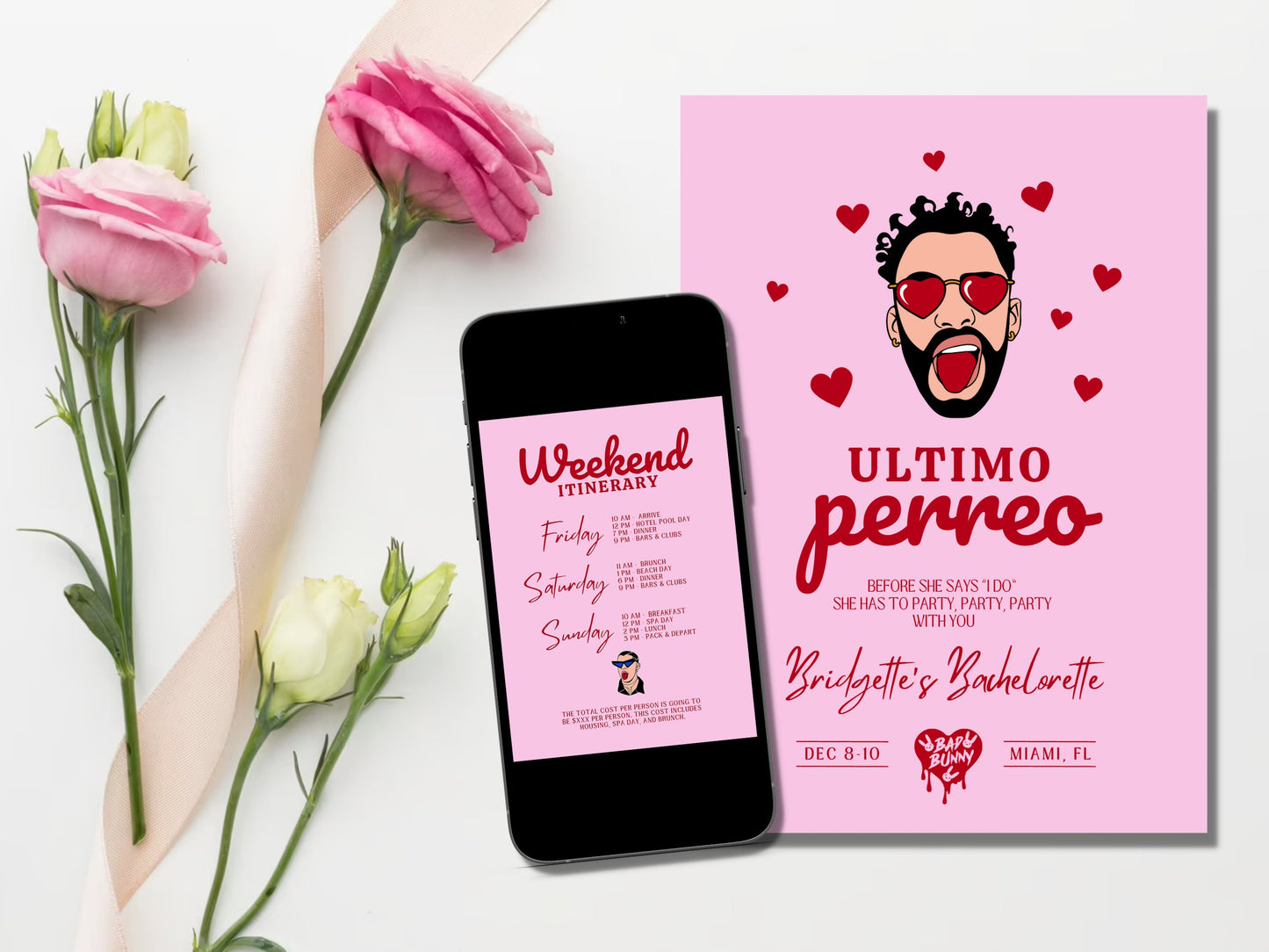 Ultimo Perreo Bachelorette Invite Bad Bunny Bachelorette Invitation Bachelorette Weekend Itinerary Despedida de Soltera Invitación