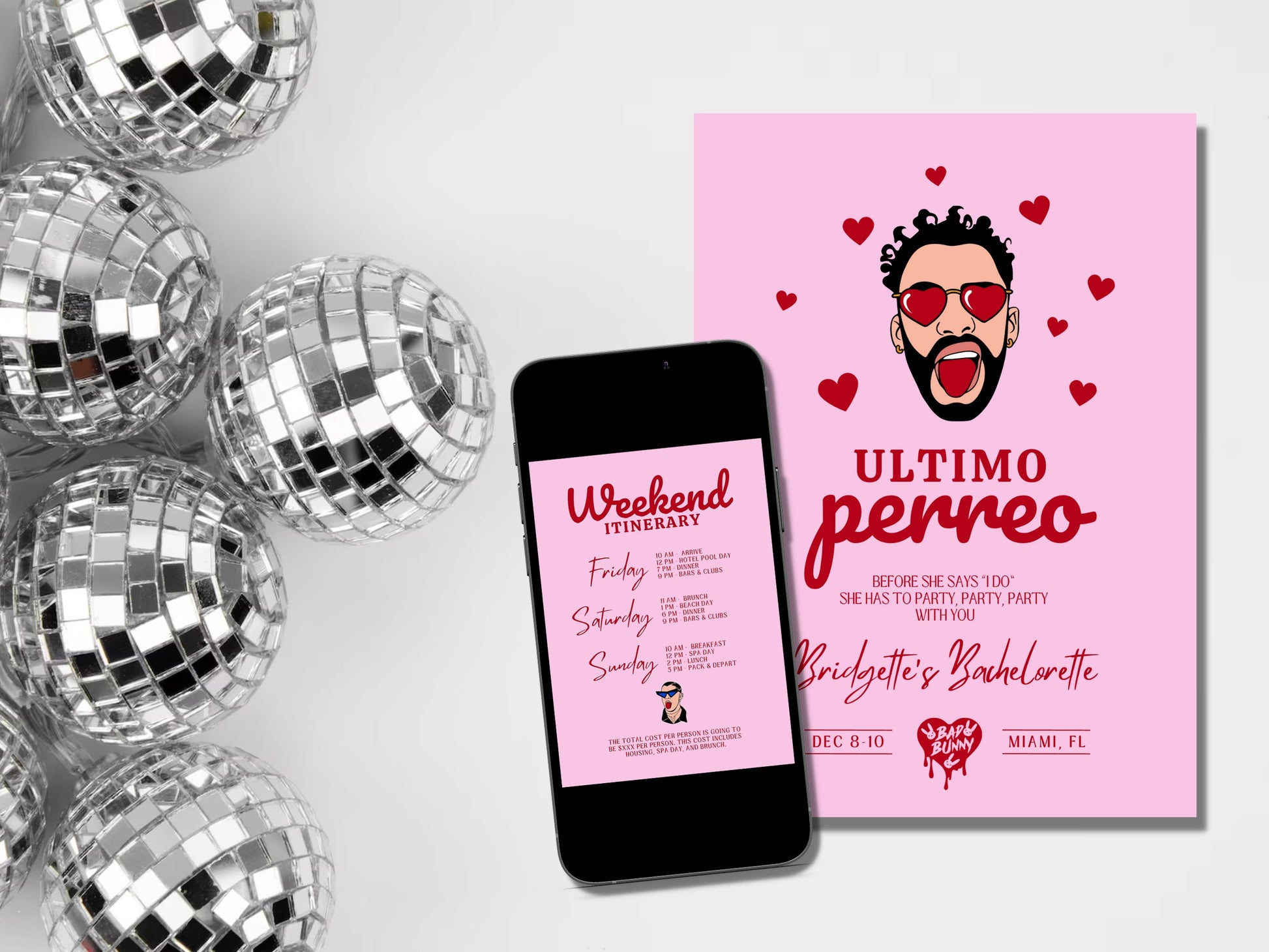 Ultimo Perreo Bachelorette Invite Bad Bunny Bachelorette Invitation Bachelorette Weekend Itinerary Despedida de Soltera Invitación