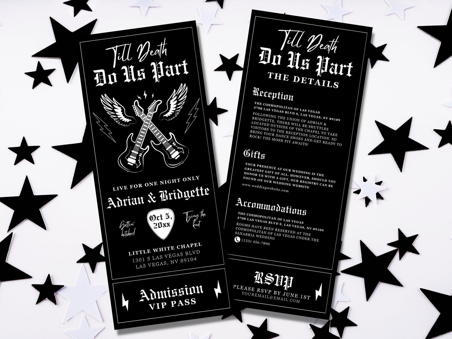 Rock Concert Wedding Invitation Template Gig Ticket Rock N Roll Wedding Stationery Till Death Do Us Part Alternative Wedding Invite