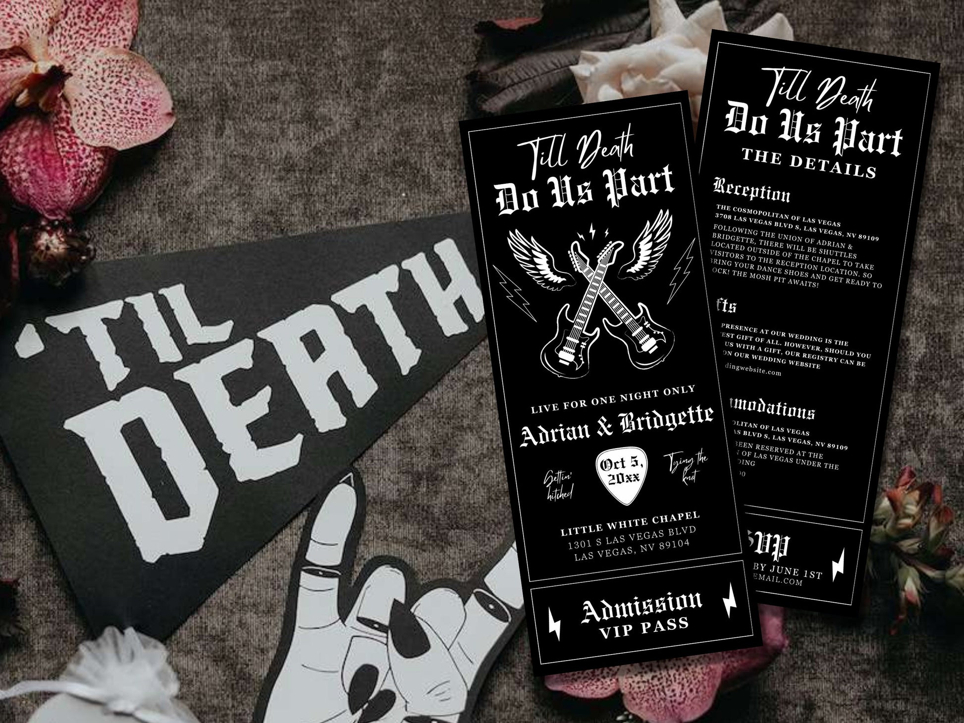 Rock Concert Wedding Invitation Template Gig Ticket Rock N Roll Wedding Stationery Till Death Do Us Part Alternative Wedding Invite