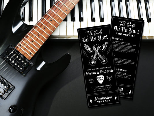 Rock Concert Wedding Invitation Template Gig Ticket Rock N Roll Wedding Stationery Till Death Do Us Part Alternative Wedding Invite