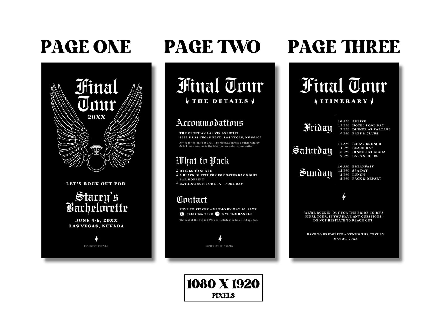 Final Tour Bachelorette Itinerary Template Punk Rock Bachelorette Mobile Invitation Editable Template Rock N Roll Bach Tour Weekend