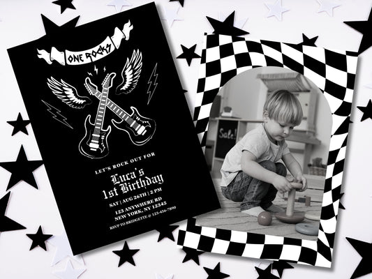 Rock N Roll First Birthday Invitation Another One Bites the Dust Birthday Invitation Rock First Birthday Invite Alternative First Birthday