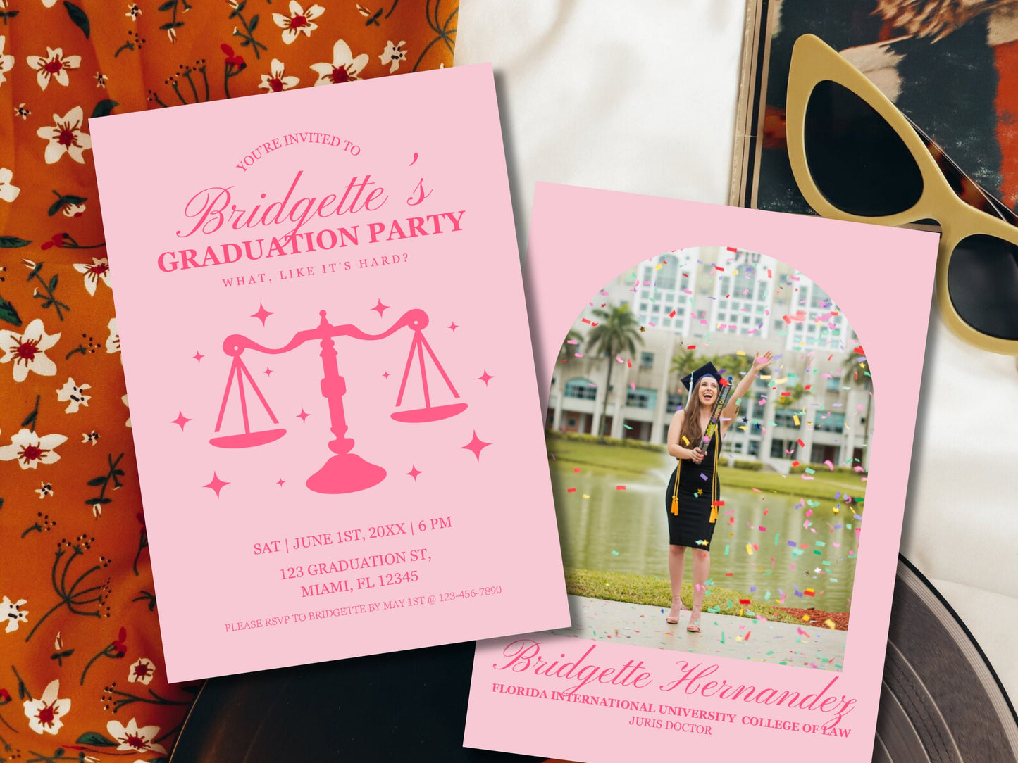 Legally Blonde Graduation Invitation Template Elle Woods College Graduation Invite Law School Graduation Party Invite Editable Template