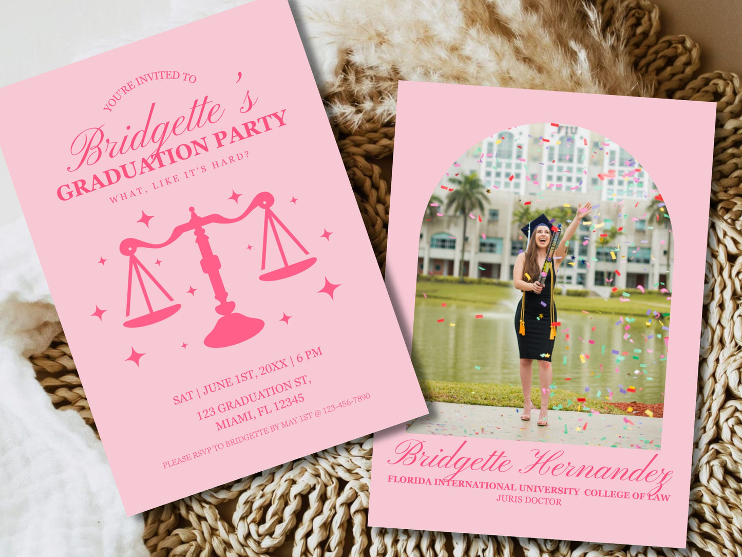 Legally Blonde Graduation Invitation Template Elle Woods College Graduation Invite Law School Graduation Party Invite Editable Template