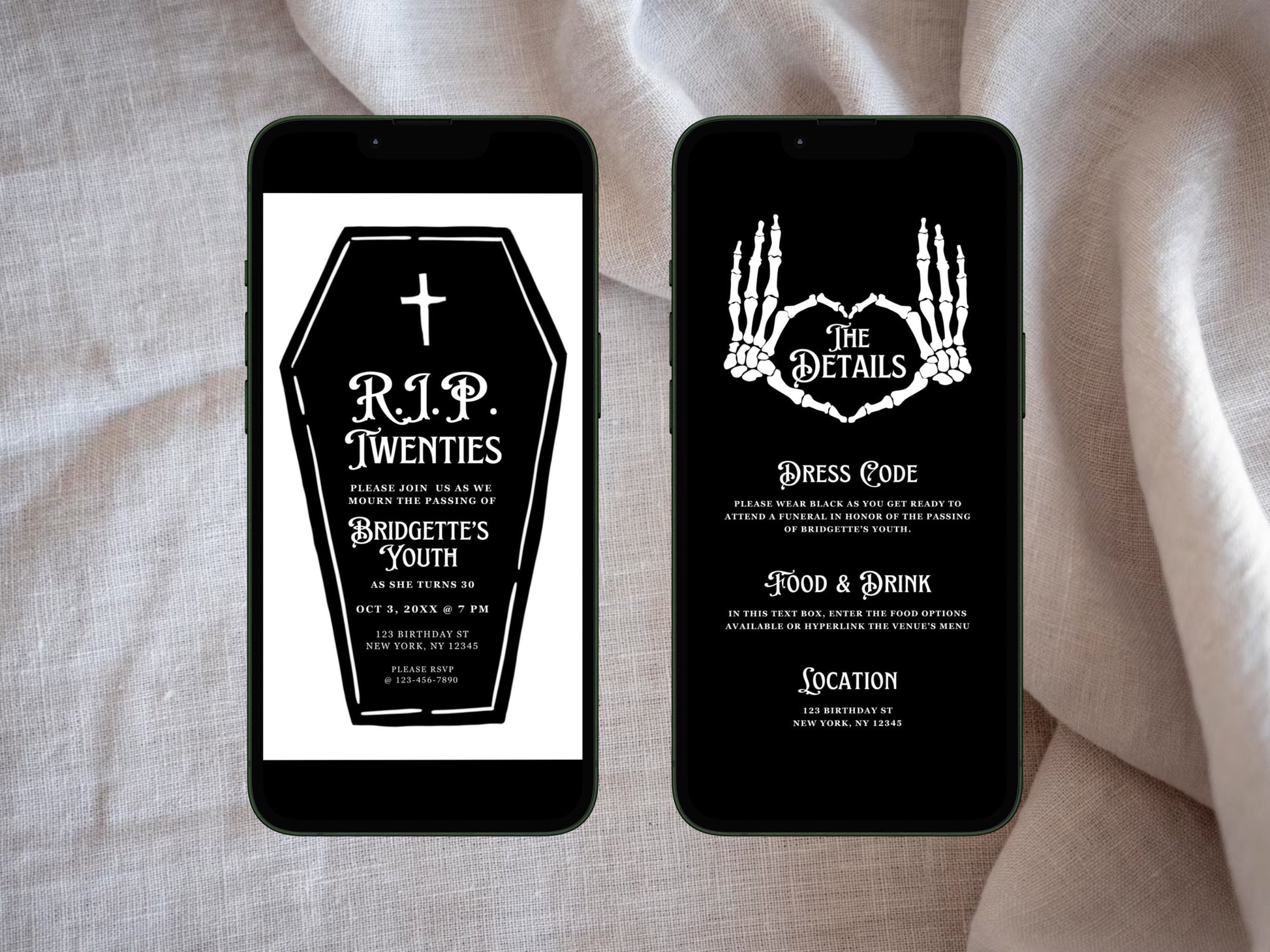 RIP 20s Birthday Party Invite RIP Twenties Party Invitation 30th E-Invite Death to My Youth Digital 30th Birthday Invite 30th Birthday Goth