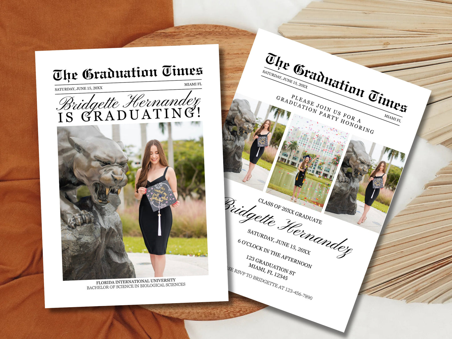 Newspaper Graduation Party Invitation Template Editable Graduate Photo Card Printable Graduation Announcement Modern Minimalist Graduation