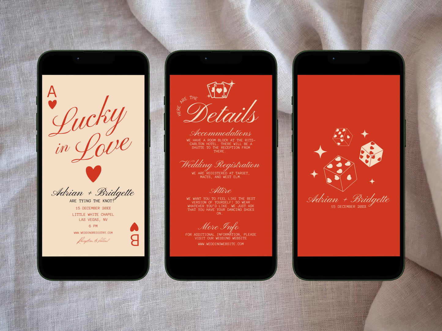 Lucky in Love Wedding Digital Invitation Las Vegas Wedding Playing Cards Wedding Mobile Invitation Template Vintage Wedding Stationery