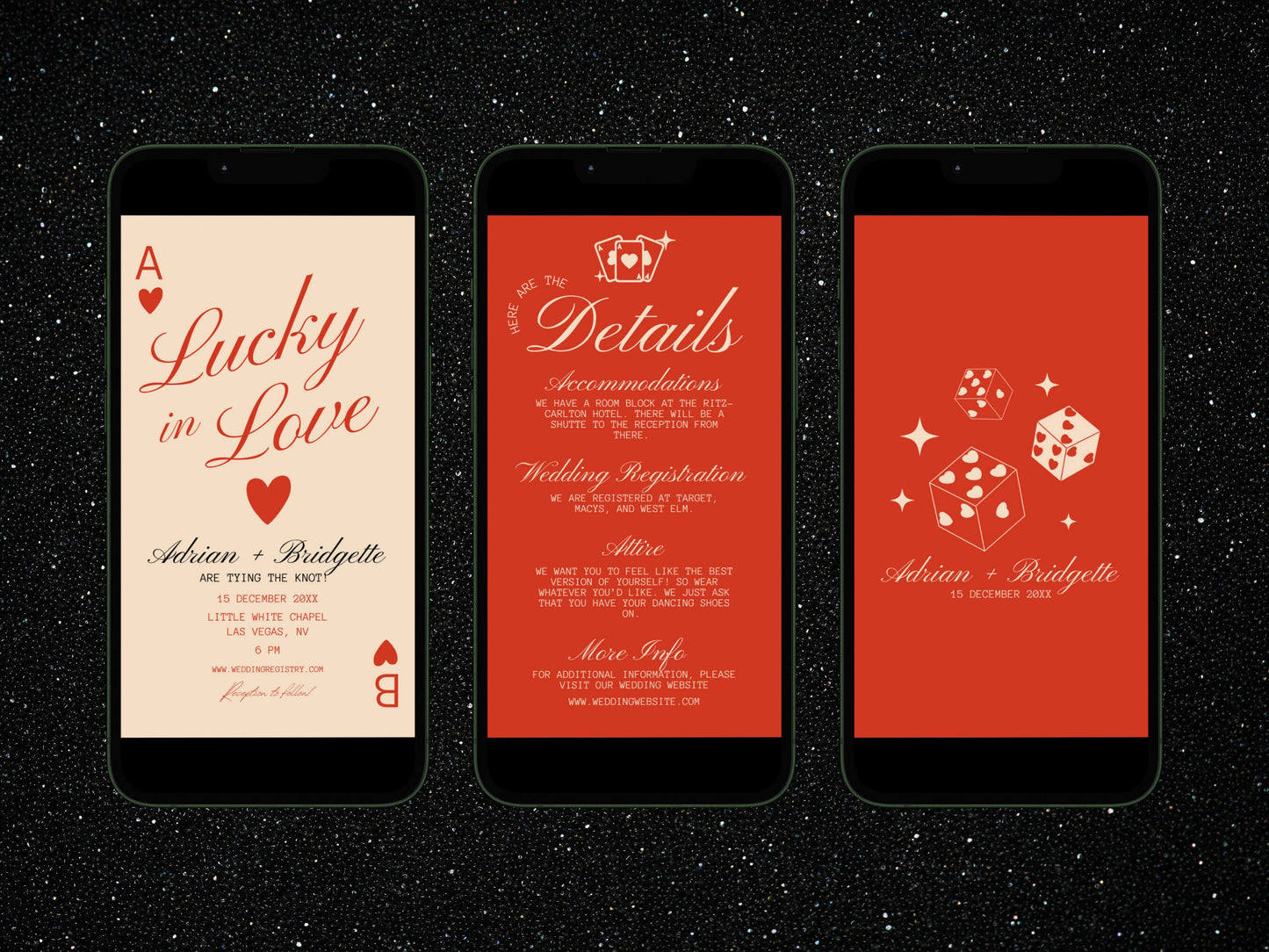 Lucky in Love Wedding Digital Invitation Las Vegas Wedding Playing Cards Wedding Mobile Invitation Template Vintage Wedding Stationery