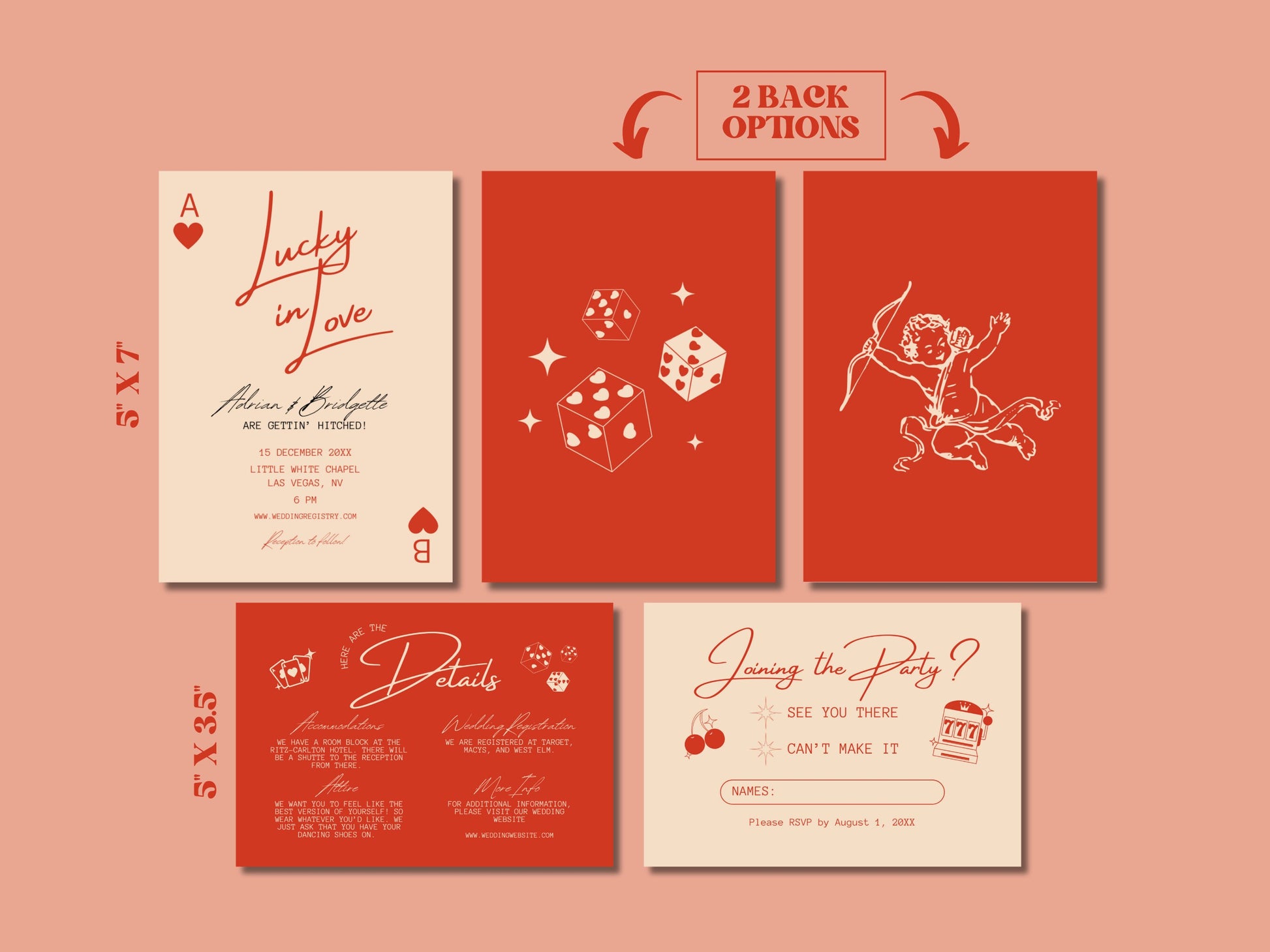 Lucky in Love Wedding Invitation Vegas Wedding Stationery Playing Cards Wedding Invitation Template Vintage Wedding Stationery Perfect Match