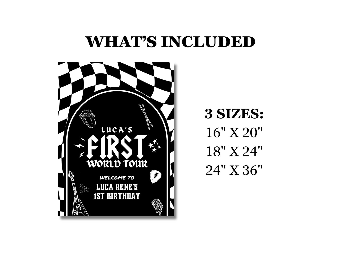 First World Tour Birthday Welcome Sign Born to Rock Birthday Party Another One Bites the Dust First Birthday Theme Rockstar Rockabilly