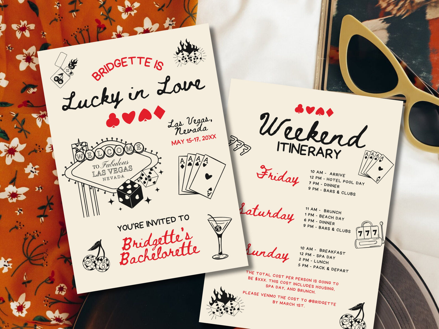 Hand Drawn Vegas Clipart Whimsical Las Vegas Illustrations Vegas Bach Party Invite Hen Invitation Template Doodle illustration Vegas Drawing