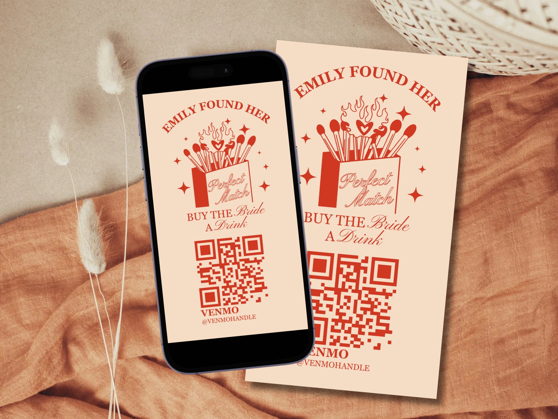 Buy the Bride a Drink Story Template Bachelorette Venmo Story Cash App Story QR Code Custom Party QR Code Perfect Match Bachelorette Party