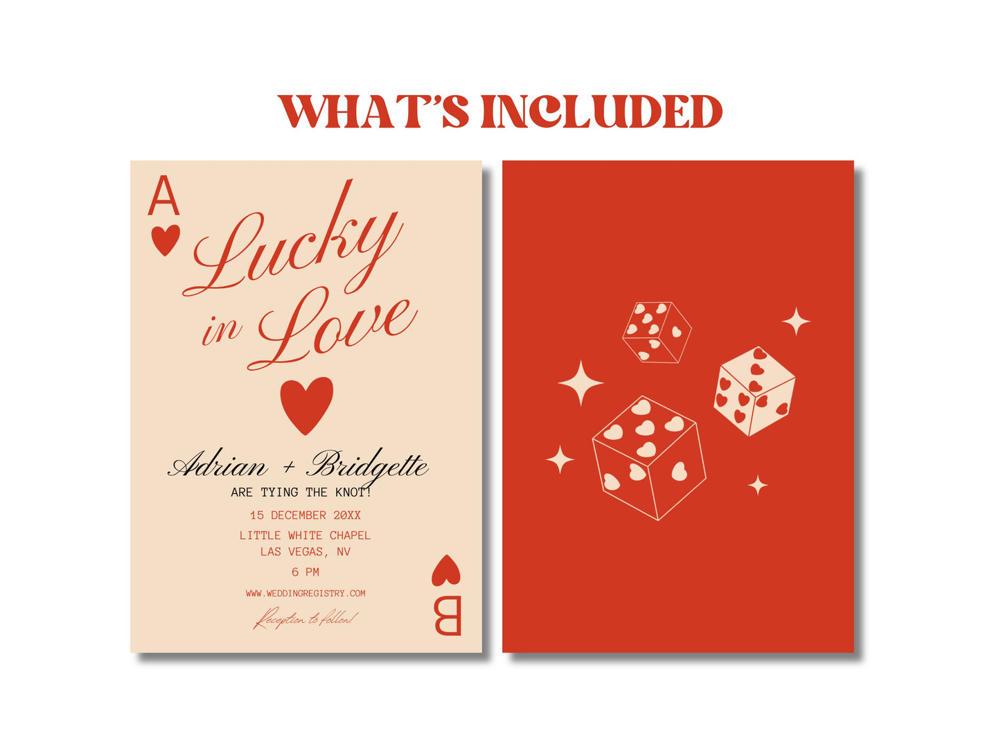 Lucky in Love Wedding Invitation Las Vegas Wedding Invite Playing Cards Wedding Invitation Template Vintage Wedding Stationery Perfect Match