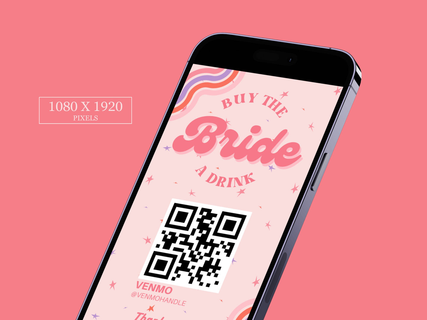 Buy the Bride a Drink Story Template Bachelorette Venmo Story Cash App Story QR Code Custom Party QR Code Retro Bachelorette Party Gift