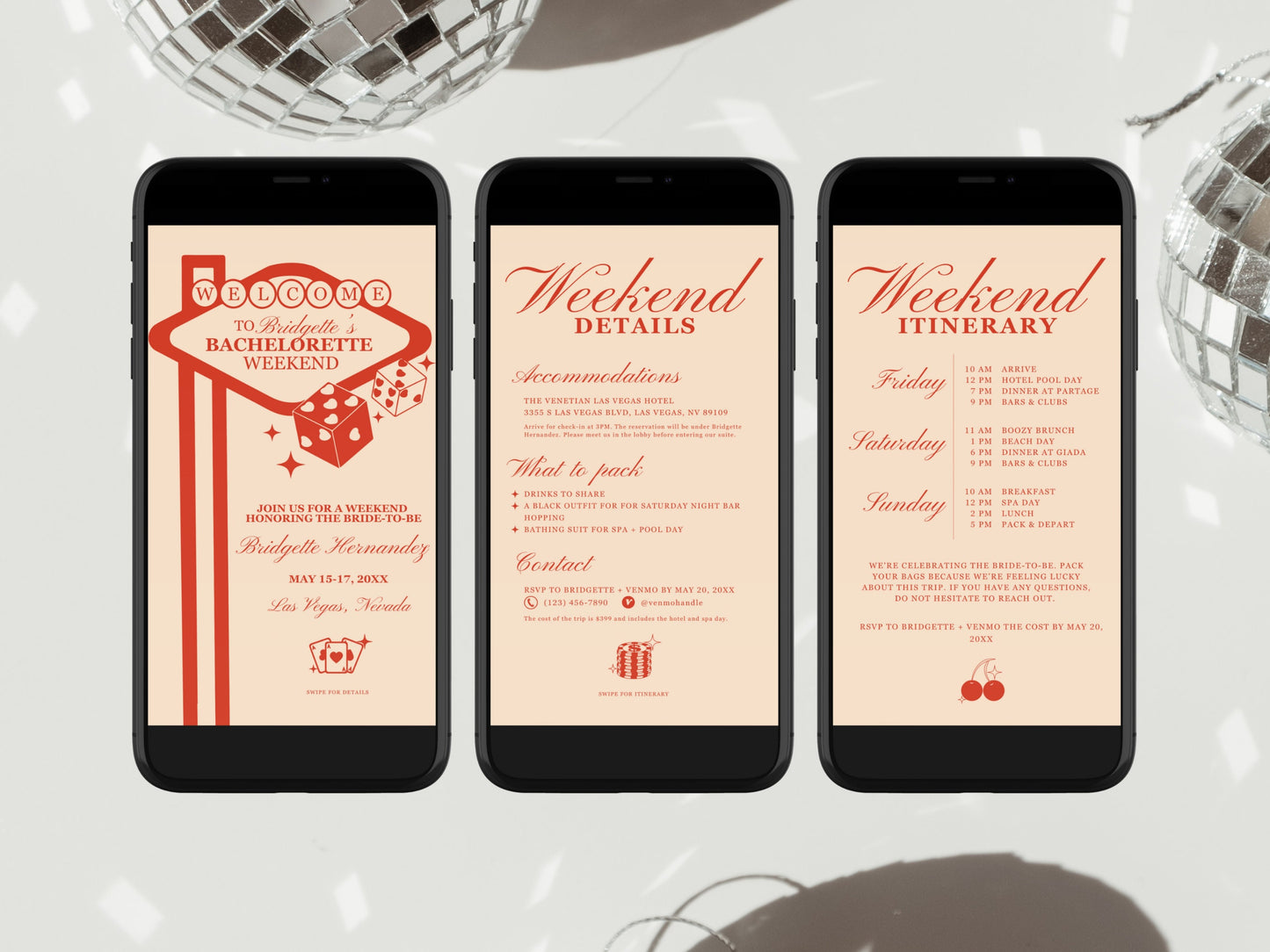 Las Vegas Bachelorette Weekend Itinerary Template Lucky in Love Mobile Bachelorette Invitation Vintage Hen Party Retro Vegas Before the Veil