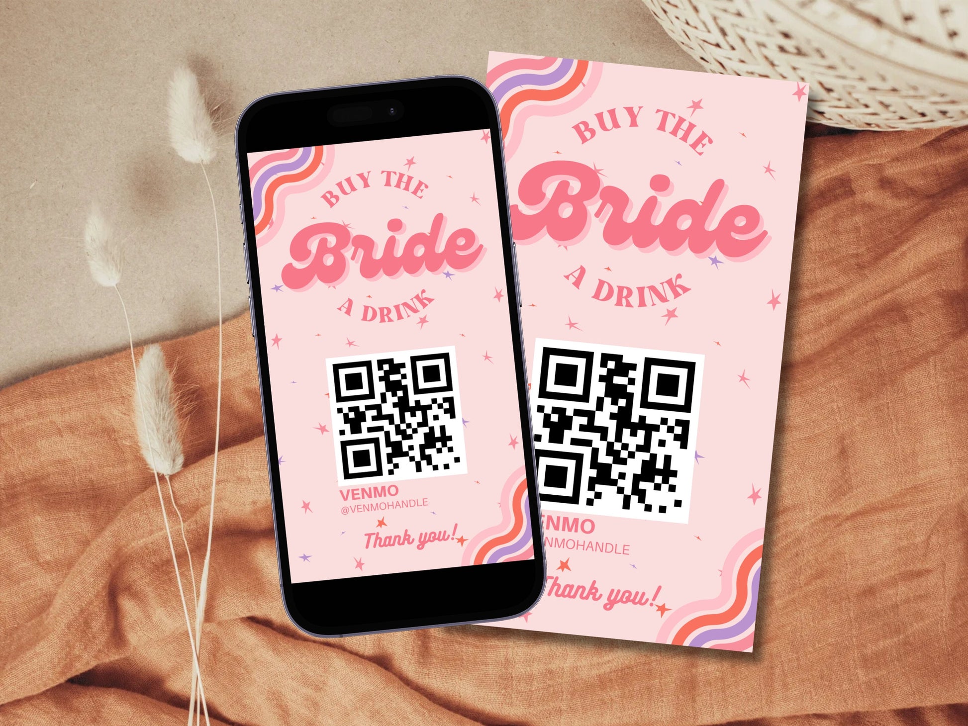 Buy the Bride a Drink Story Template Bachelorette Venmo Story Cash App Story QR Code Custom Party QR Code Retro Bachelorette Party Drink