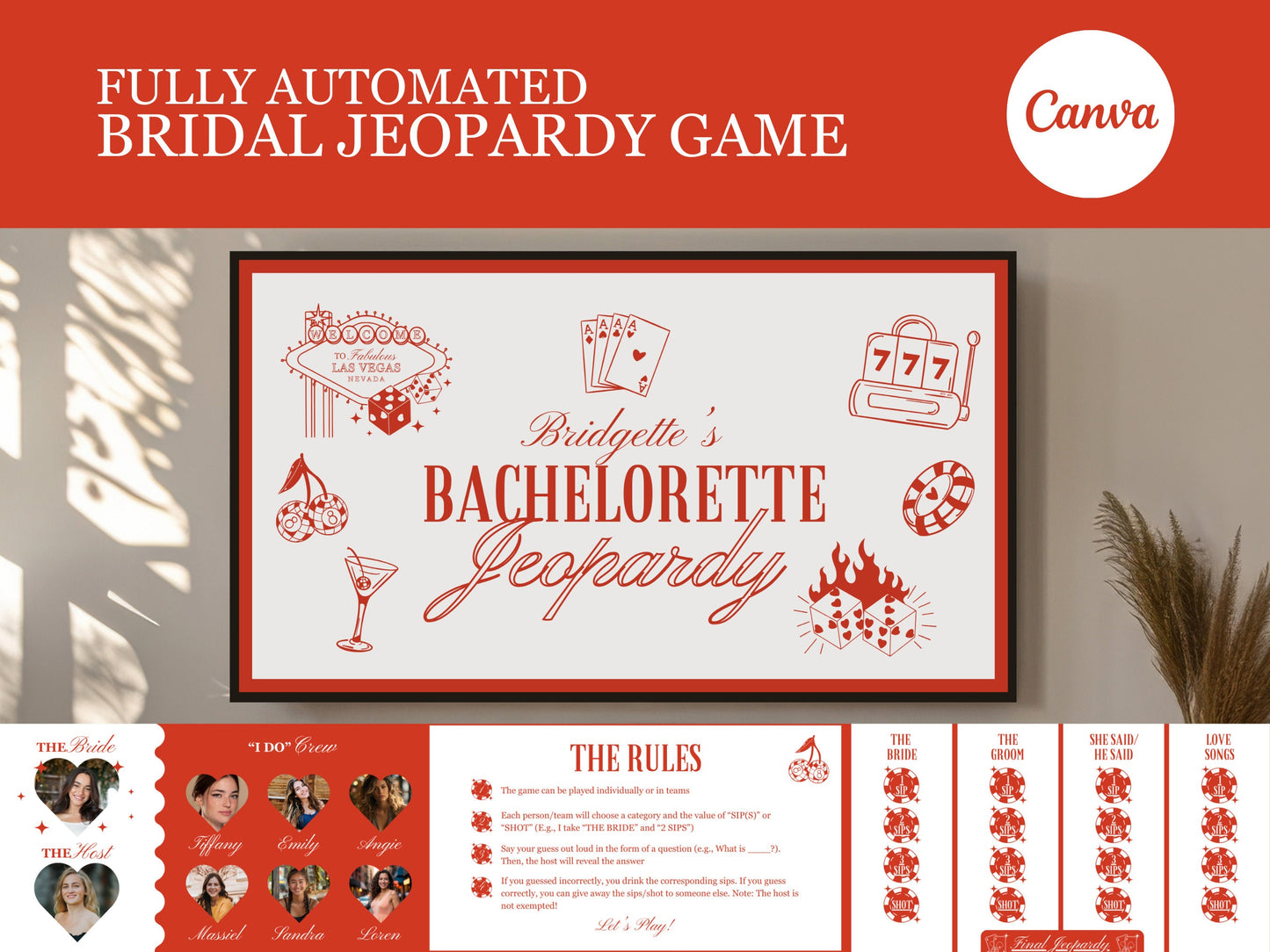 BACHELORETTE JEOPARDY GAME Template Bridal Jeopardy Game Template Lucky in Love Bachelorette Party Drinking Game Las Vegas Bachelorette