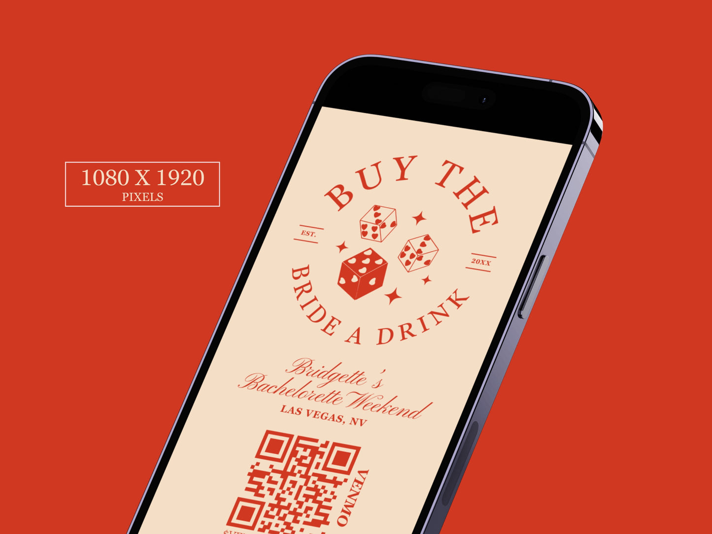 Buy the Bride a Drink Story Template Custom Bachelorette Venmo Cash App QR Code Custom Party QR Code Las Vegas Bachelorette Party Instagram