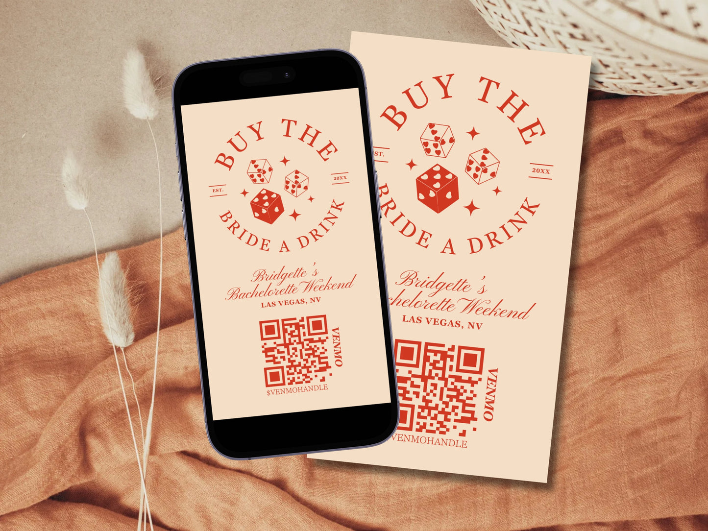 Buy the Bride a Drink Story Template Custom Bachelorette Venmo Cash App QR Code Custom Party QR Code Las Vegas Bachelorette Party Instagram