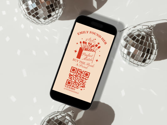 Buy the Bride a Drink Story Template Bachelorette Venmo Story Cash App Story QR Code Custom Party QR Code Perfect Match Bachelorette Party