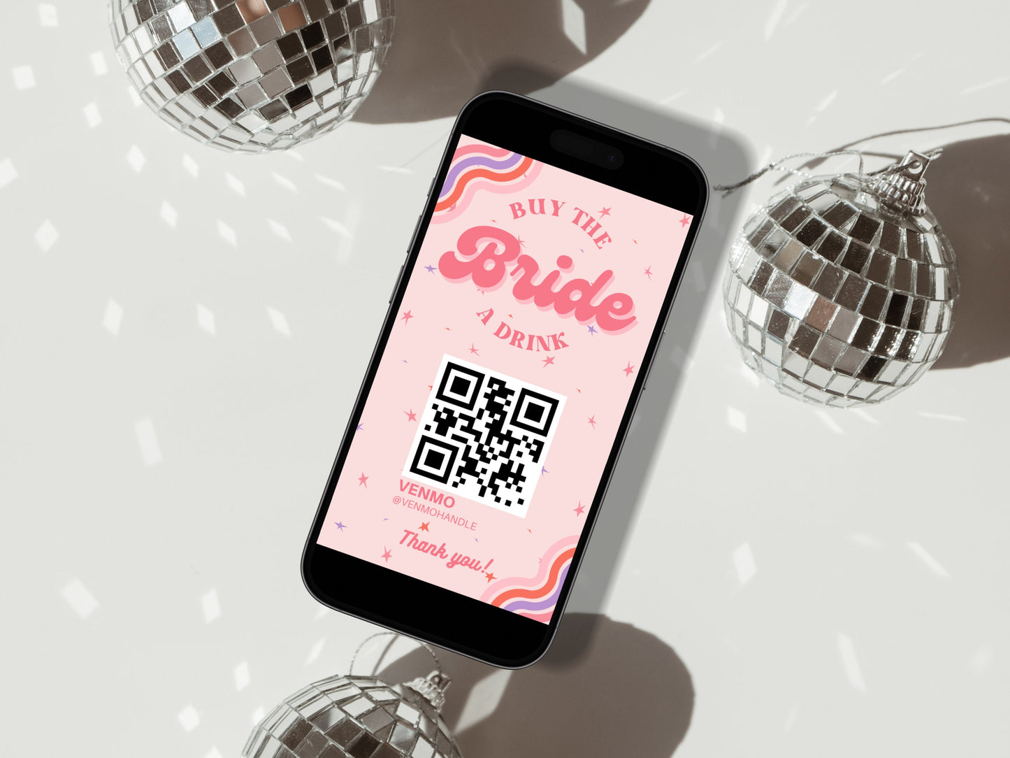 Buy the Bride a Drink Story Template Bachelorette Venmo Story Cash App Story QR Code Custom Party QR Code Retro Bachelorette Party Gift