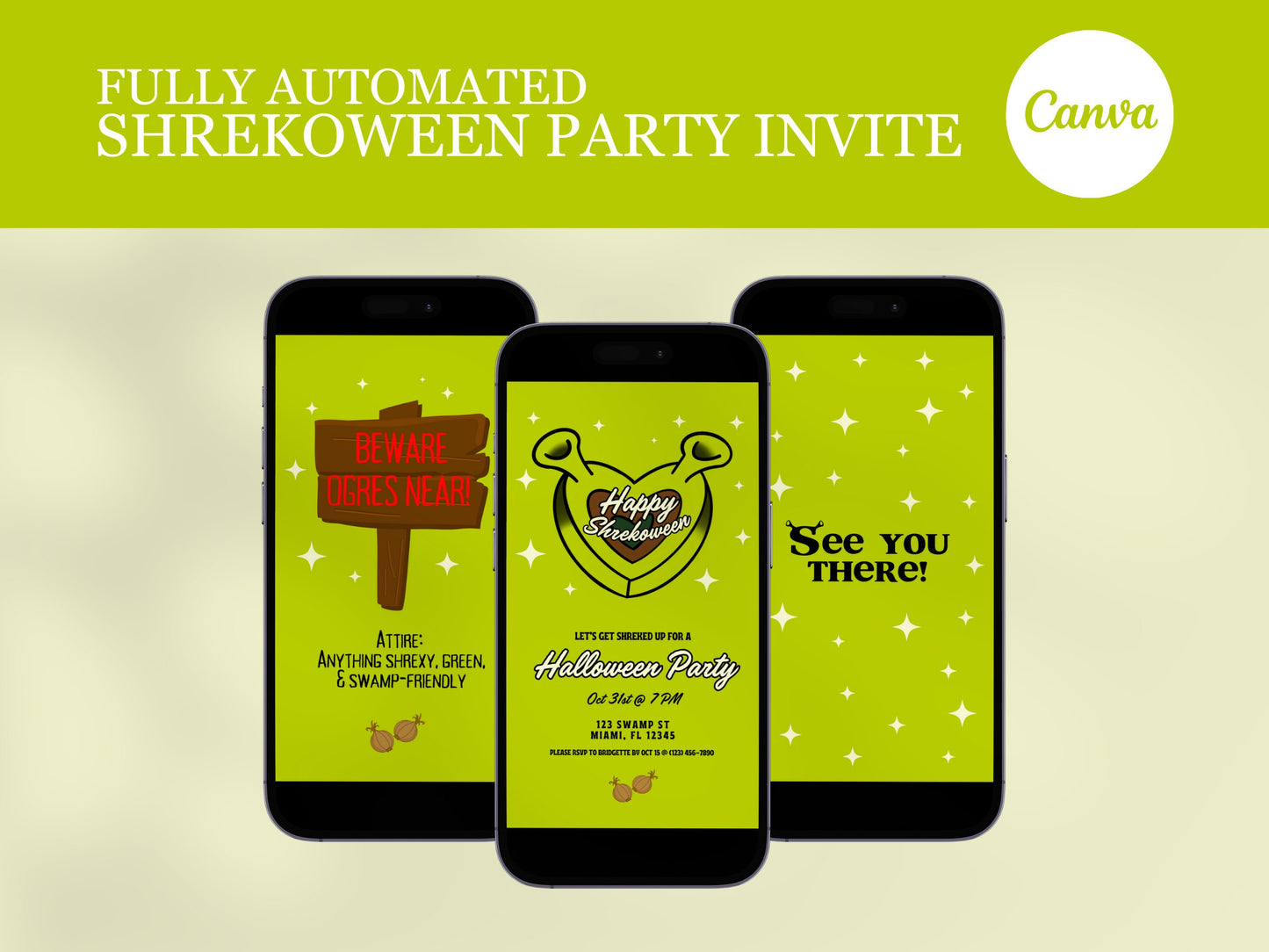 Shrekoween Party Invitation Template Halloween Birthday Party Invite Funny Halloween Party Invite Custom Canva Editable Video Evite Download