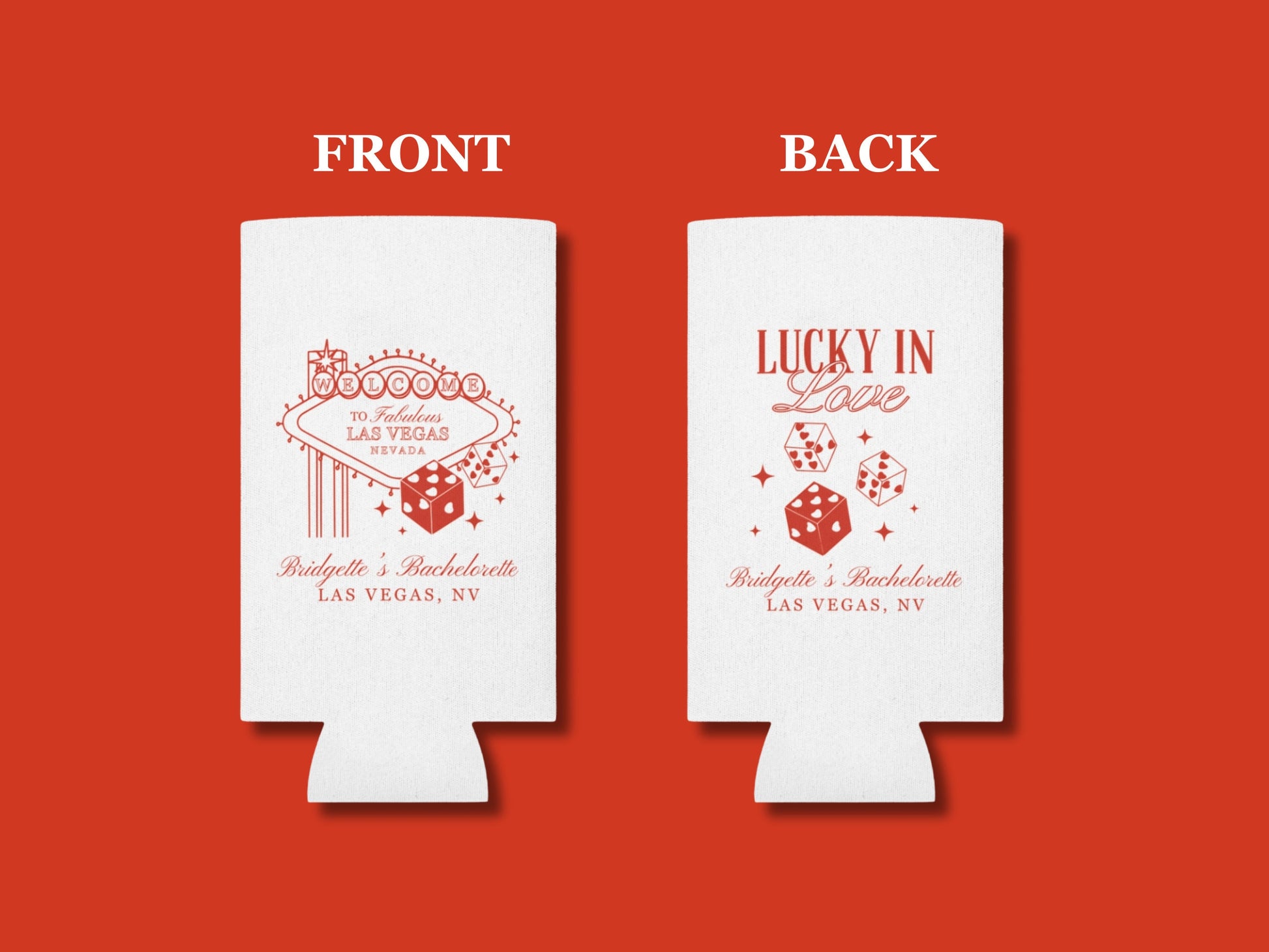 Las Vegas Bachelorette Koozie Lucky in Love Can Cooler Vintage Wedding Koozie Vegas Bachelorette Favors Can Huggers Custom Lucky in Love