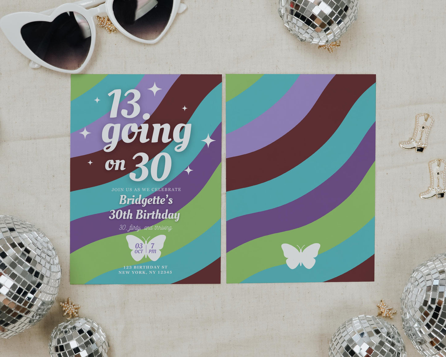 13 going on 30 Birthday Invite 30th Birthday Invitation Template Thirty Flirty and Thriving 30th Birthday Invite Template Digital Invite