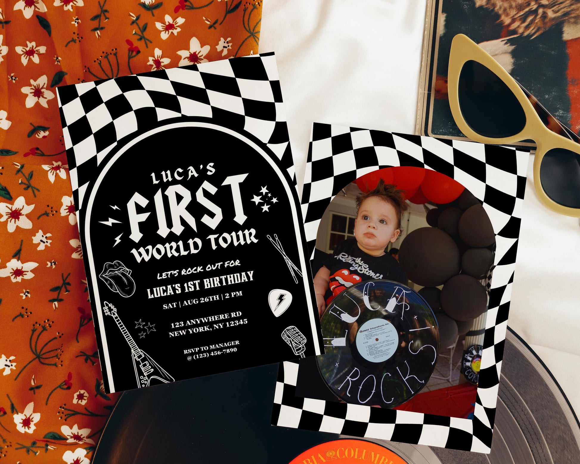 First World Tour Birthday Invitation Born to Rock Birthday Invite Another One Bites the Dust First Birthday Theme Rockstar Rockabilly