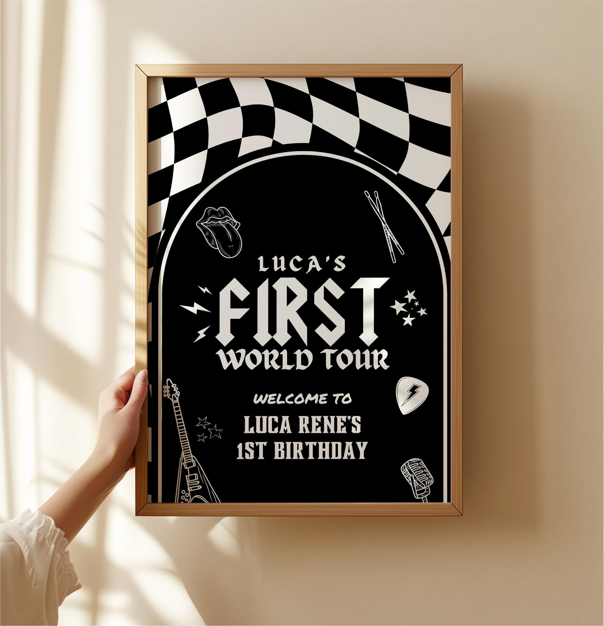 First World Tour Birthday Welcome Sign Born to Rock Birthday Party Another One Bites the Dust First Birthday Theme Rockstar Rockabilly