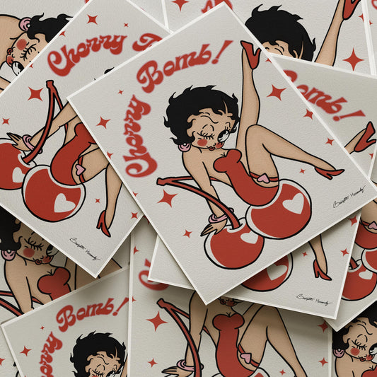 Betty Boop Tattoo Flash Art Digital Art Print Cherry Bomb Betty Boop Tattoo Flash Design Digital Print Download Custom Betty Boop Drawing