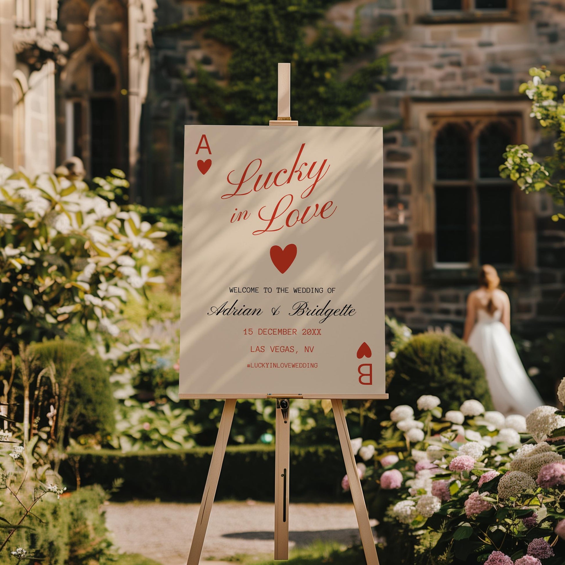 Lucky in Love Editable Wedding Welcome Sign Template Casino Wedding Viva Las Vegas Wedding Fun Vintage Wedding Welcome Sign Instant Download