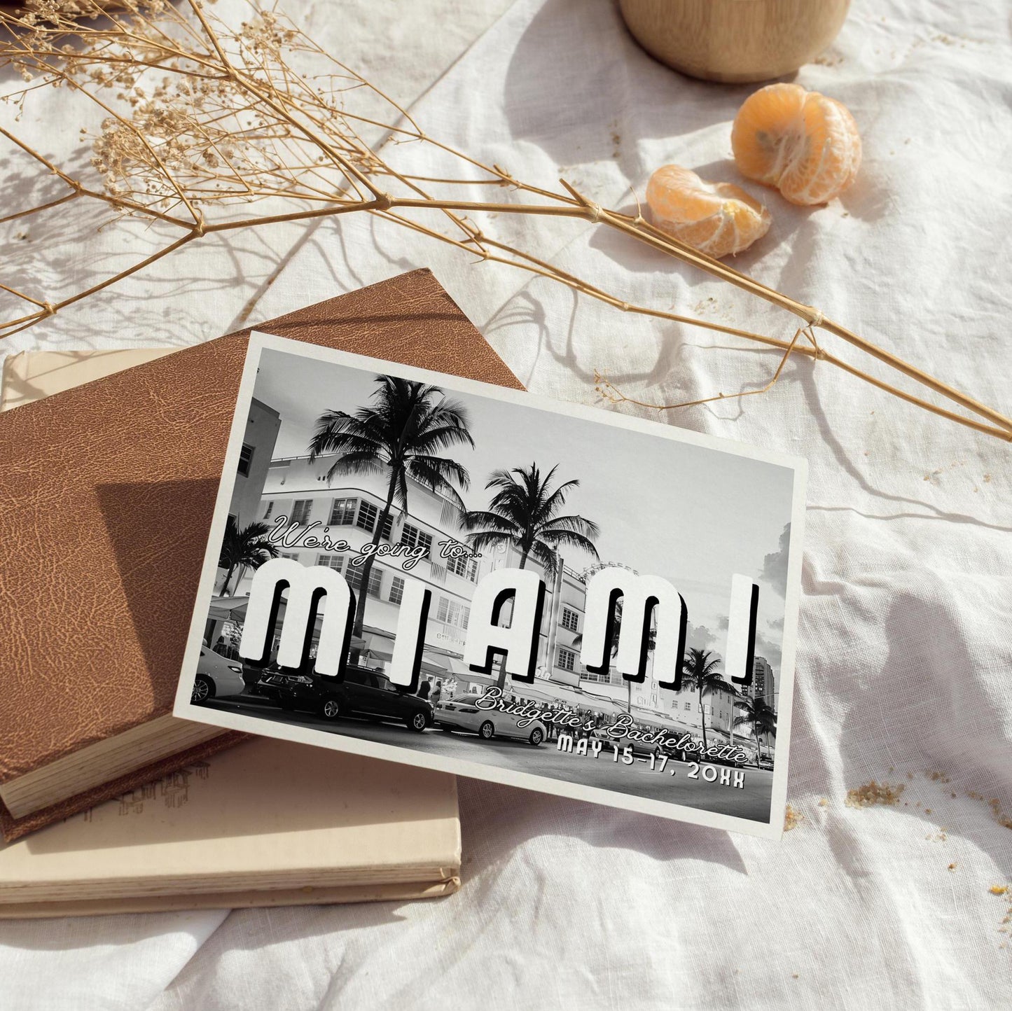 MIAMI BACHELORETTE INVITE Vintage Miami Postcard Bachelorette Invite Miami Beach Bachelorette Vintage Postcard Template Welcome to Miami