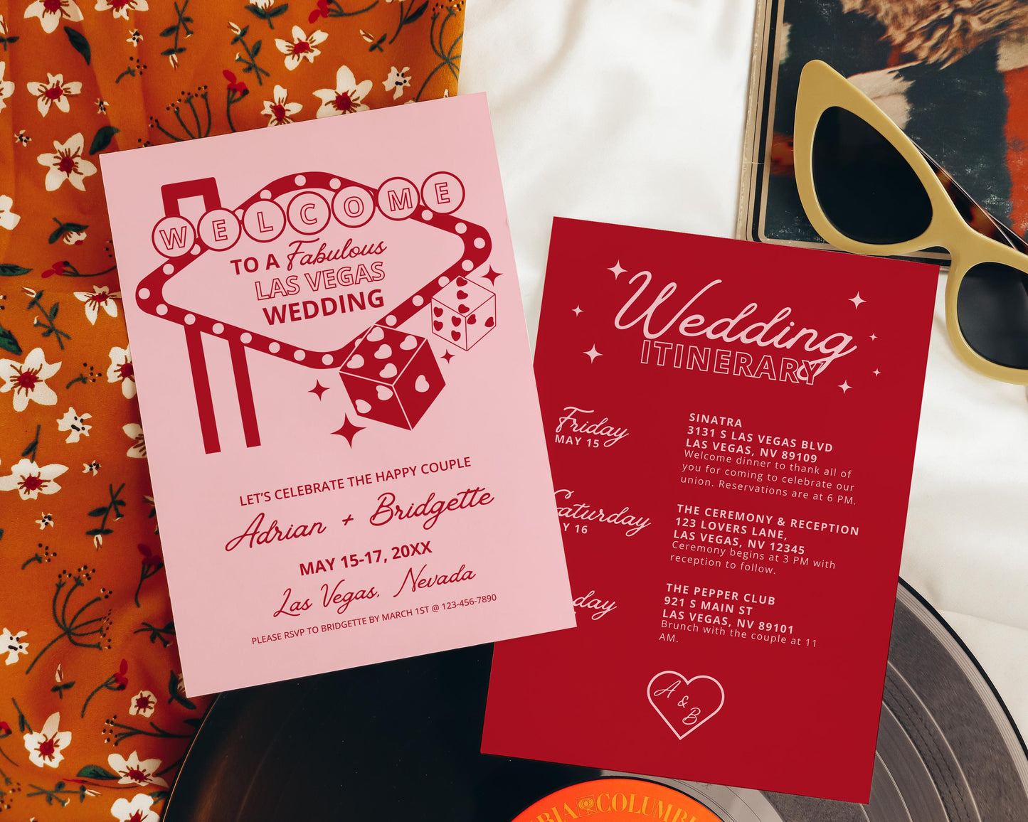 Las Vegas Wedding Weekend Itinerary Lucky in Love Wedding Itinerary Template Vintage Wedding Stationery Viva Las Vegas Wedding Perfect Match