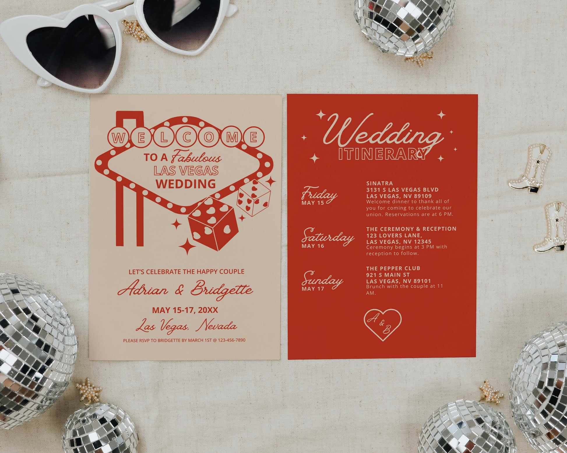 Las Vegas Wedding Weekend Itinerary Lucky in Love Wedding Itinerary Template Vintage Wedding Stationery Viva Las Vegas Wedding Perfect Match